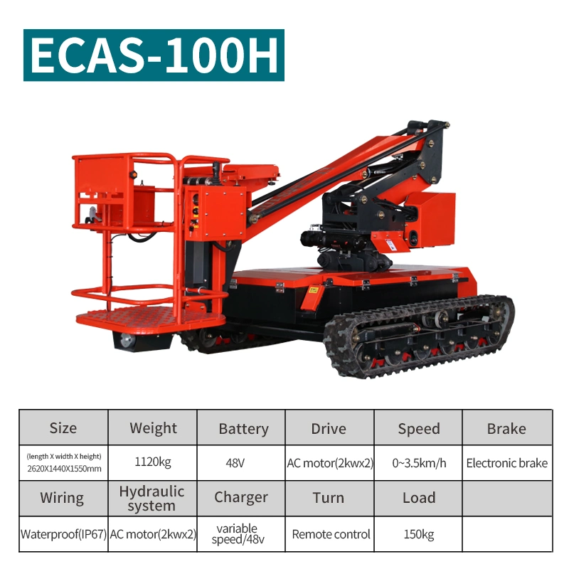 Articulated Boom Arm Rotatable Working Platform Maximum Performance Height 5.5m Spi-100h