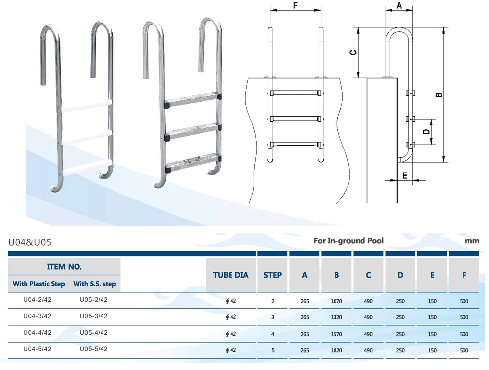 Factory Direct Supply L01 Stainless Steel 2/3/4/5 Steps Swimming Pool Ladder