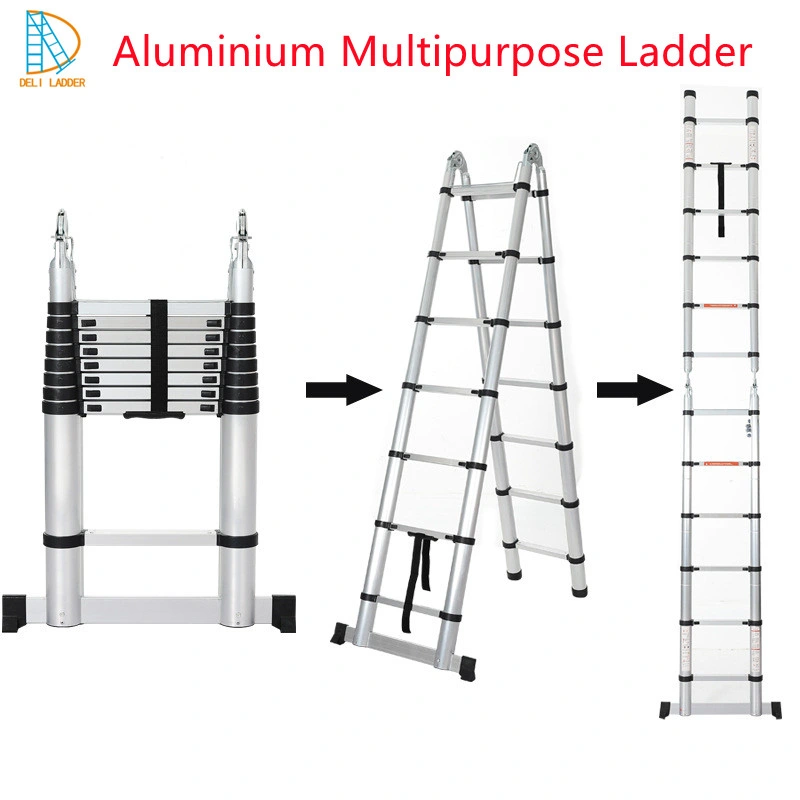 En131 a Type Double Sided Multipurpose Aluminium Telescopic Ladder