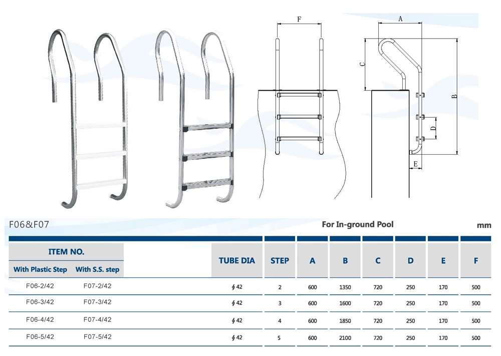 Factory Direct Supply L01 Stainless Steel 2/3/4/5 Steps Swimming Pool Ladder