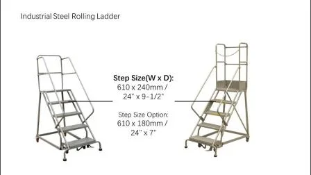 Industrial Warehouse Steel Step Rolling Ladders (RLC Series)